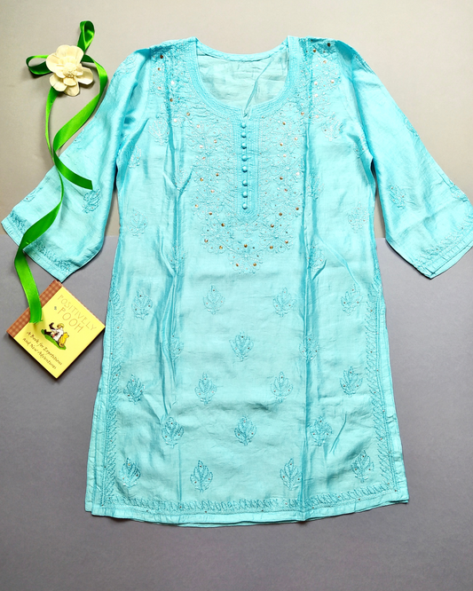 Little Cinderella Ethnic dress for girls/ sky blue