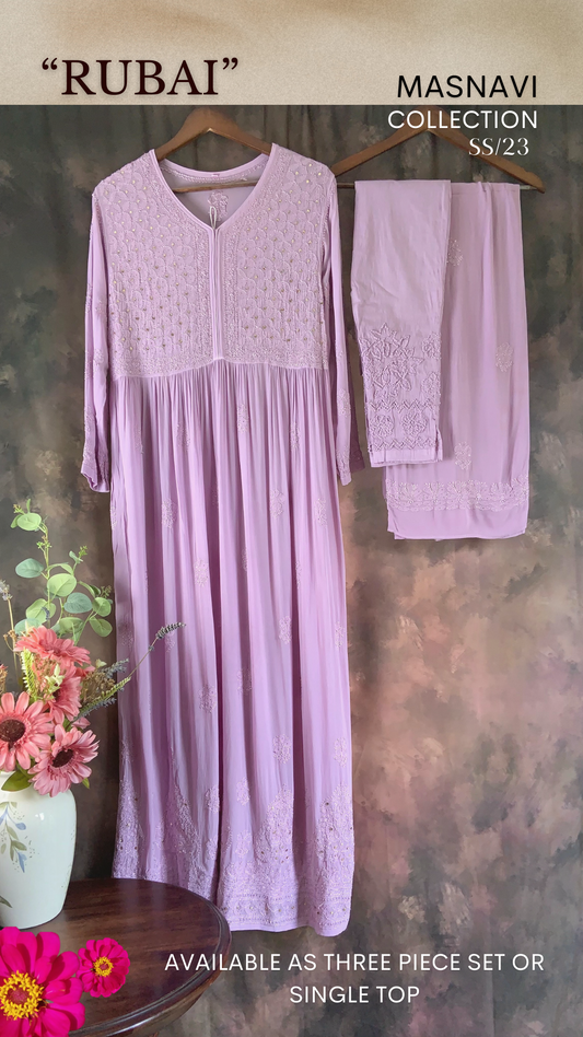 Rubai longline georgette dress/Lilac