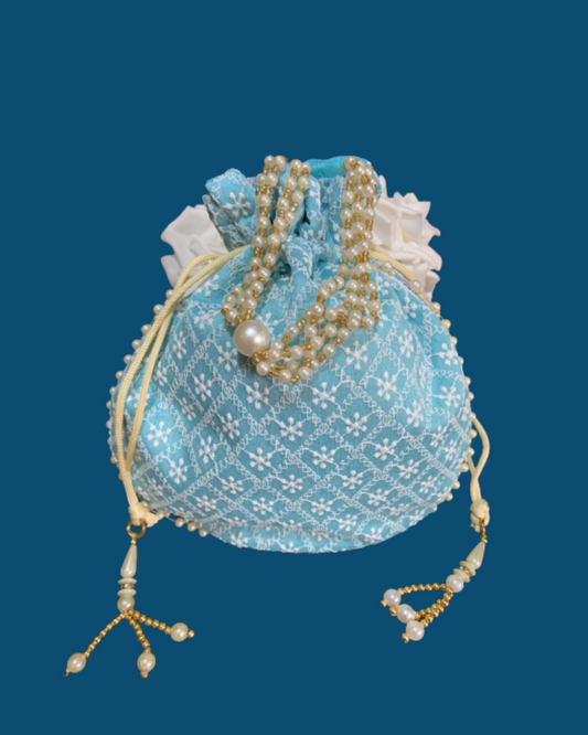 Tote purse/ potli purse blue