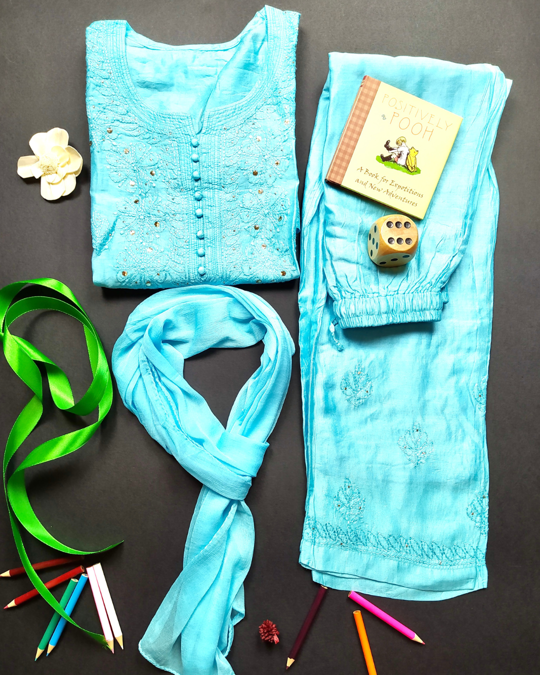 Little Cinderella Ethnic dress for girls/ sky blue