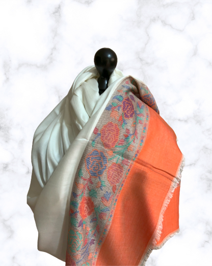 kashmiri Pashmina kani /cream white