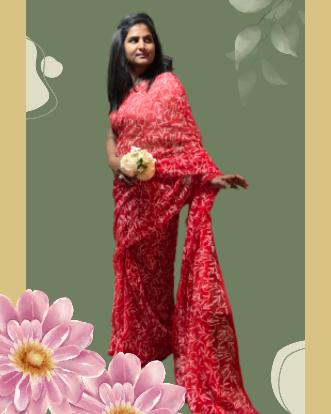 Forever Georgette Sari/ Red